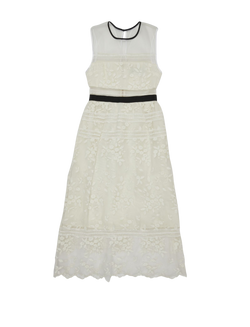 Self Portrait Lila Midi Dress, Polyester, White, UK 10, 3*