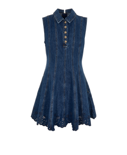 Self-Portrait Broderie Mini Dress, Cotton, Blue, UK 10, 3*