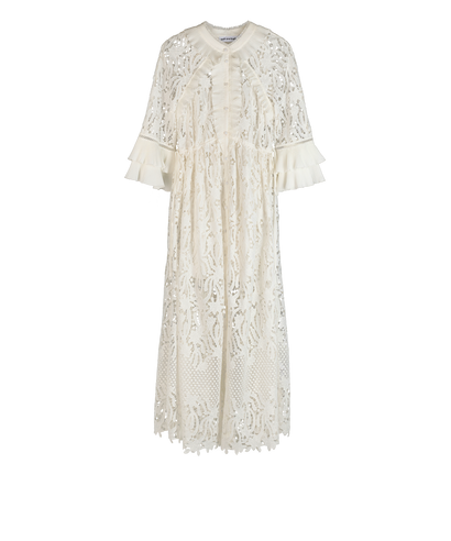 Self-Portrait Lily Guipure Kaftan, &pound;150, Clothing, White, Polyester (Polymer), Front view