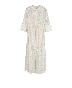 Self-Portrait Lily Guipure Kaftan, Polyester, White, UK 10, 3*