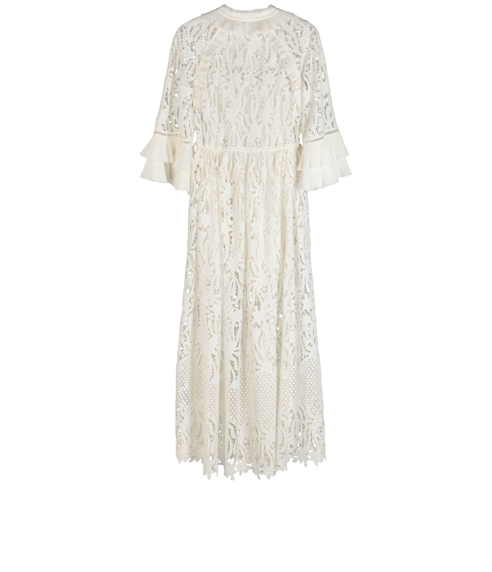 Self-Portrait Lily Guipure Kaftan, &pound;150, Clothing, White, Polyester (Polymer), Back view