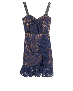 Self- Portrait Broderie Anglaise Dress, Cotton, Navy, UK6, 3*