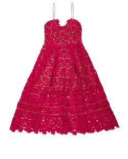 Self-Portrait Azaelea Guipure Lace Midi Dress, Polyester, Pink, UK10