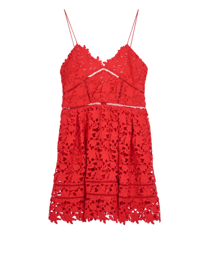 Self Portrait Lace Detail Dress, &pound;120, Clothing, Red, Polyester (Polymer), Front view