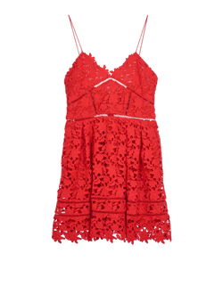 Self Portrait Lace Detail Dress, Polyester, Red, UK12, 3*