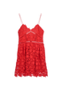 Self Portrait Lace Detail Dress, &pound;120, Clothing, Red, Polyester (Polymer), Front view
