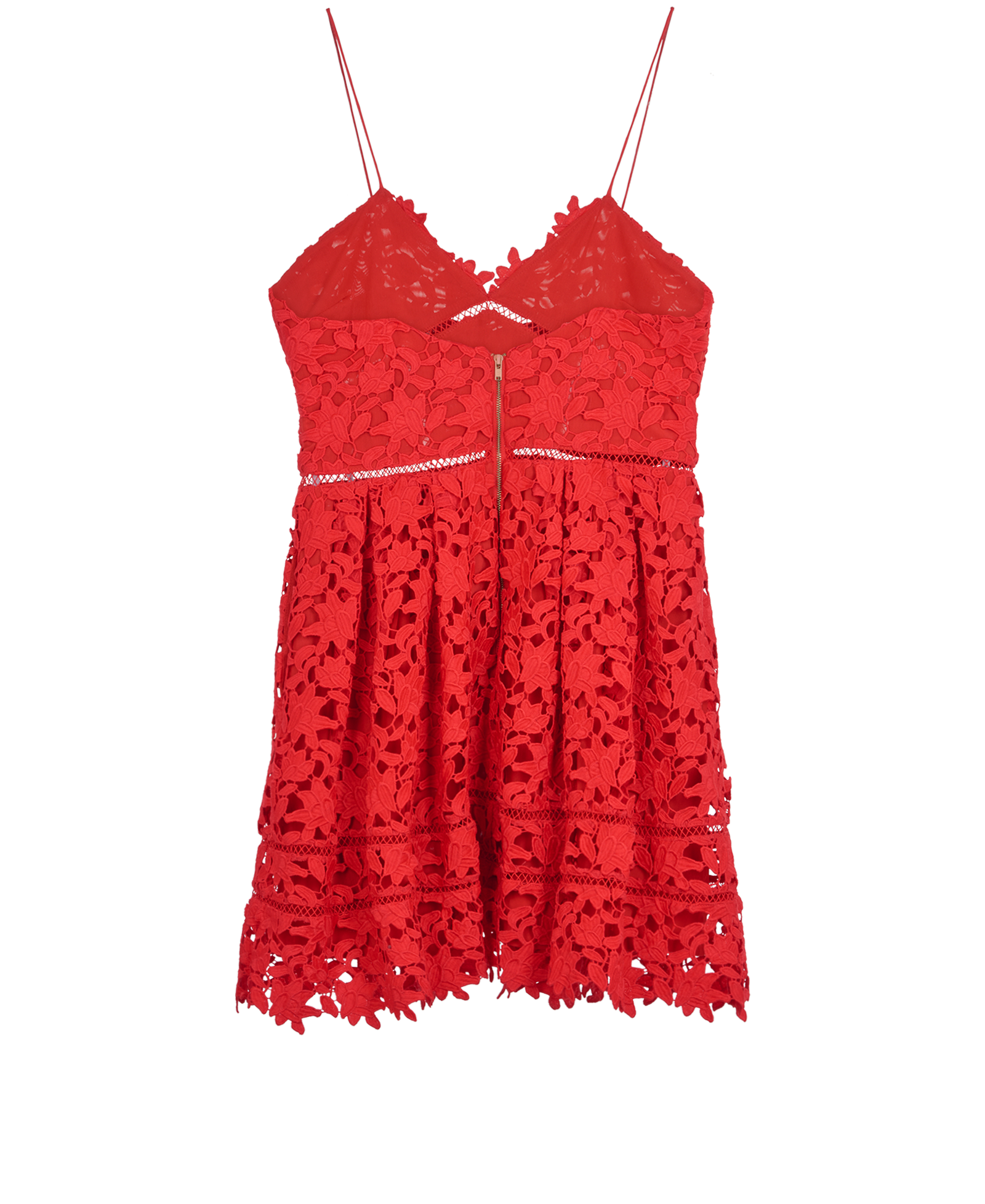 Self Portrait Lace Detail Dress, &pound;120, Clothing, Red, Polyester (Polymer), Back view
