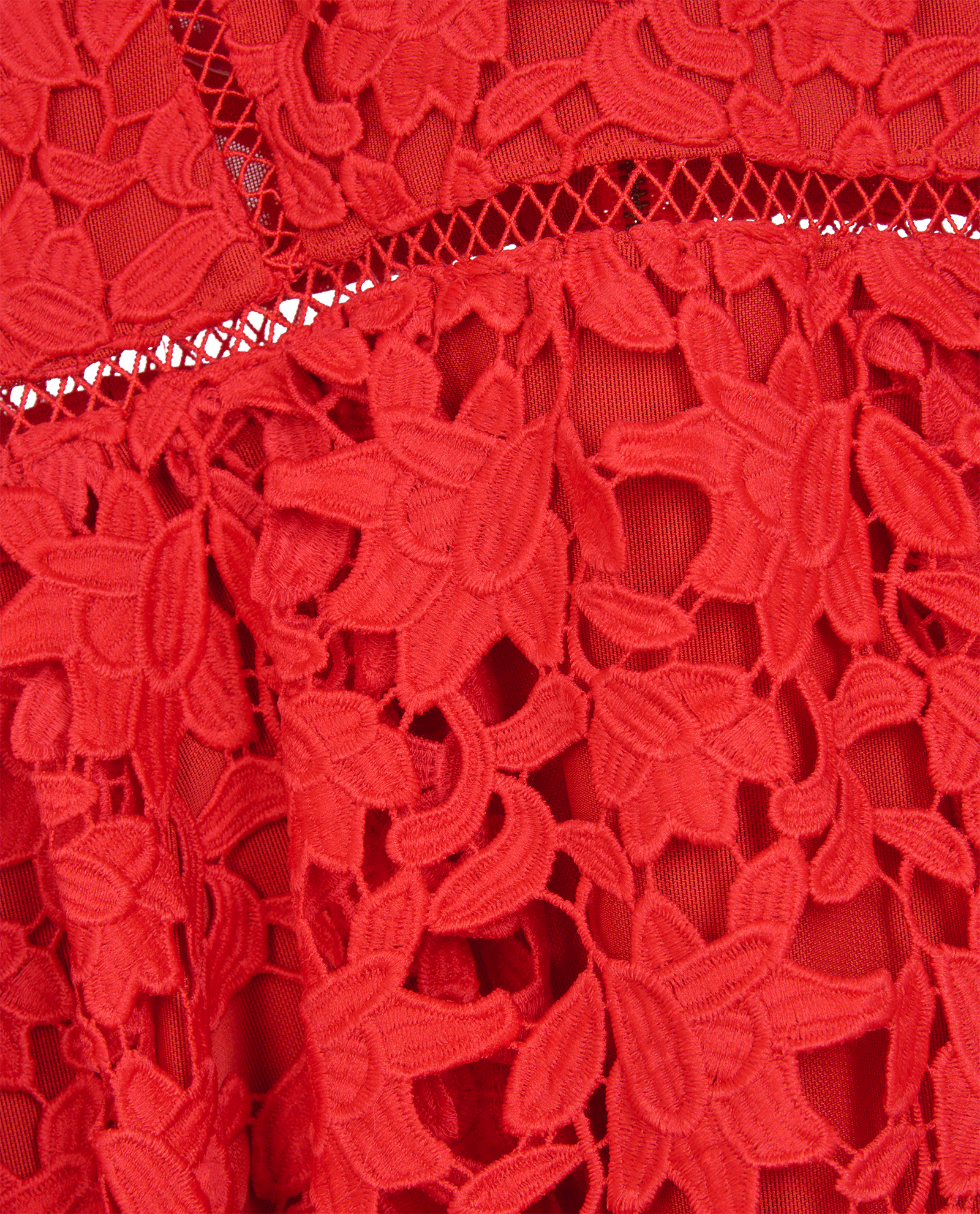 Self Portrait Lace Detail Dress, &pound;120, Clothing, Red, Polyester (Polymer), Other view