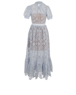 Self-Portrait Guipure Lace Midi Dress, Poly, Blue, UK8, 2*