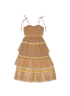 Self-Portrait Polka Dot Tiered Midi Dress, &pound;195, Clothing, Beige/Yellow, Polyester (Polymer), Front view