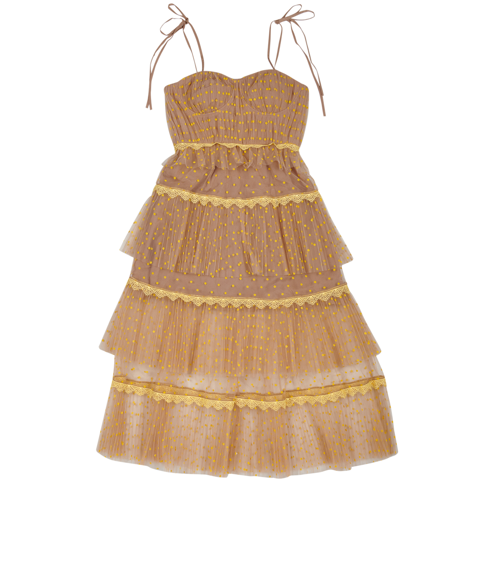 Self Portrait Yellow Tiered Dress Self-Portrait Polka Dot Tiered