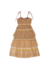 Self-Portrait Polka Dot Tiered Midi Dress, &pound;195, Clothing, Beige/Yellow, Polyester (Polymer), Back view