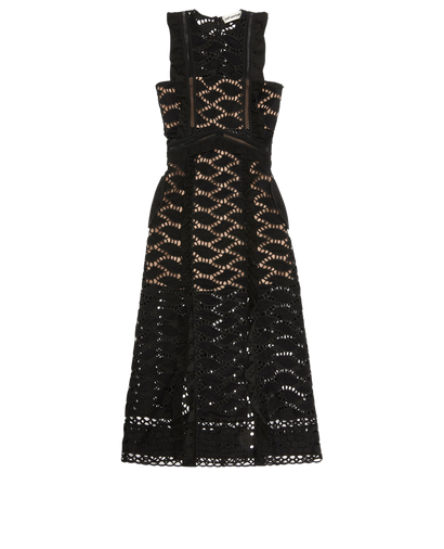 Self-Portrait Midi Embroidered Lace Sleeveless Dress, front view