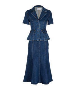 Self Portrait Flared Denim Midi Dress, Cotton, Blue, UK4, 3*