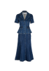 Self Portrait Flared Denim Midi Dress, &pound;140, Clothing, Blue, Cotton, Front view
