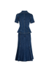 Self Portrait Flared Denim Midi Dress, &pound;140, Clothing, Blue, Cotton, Back view