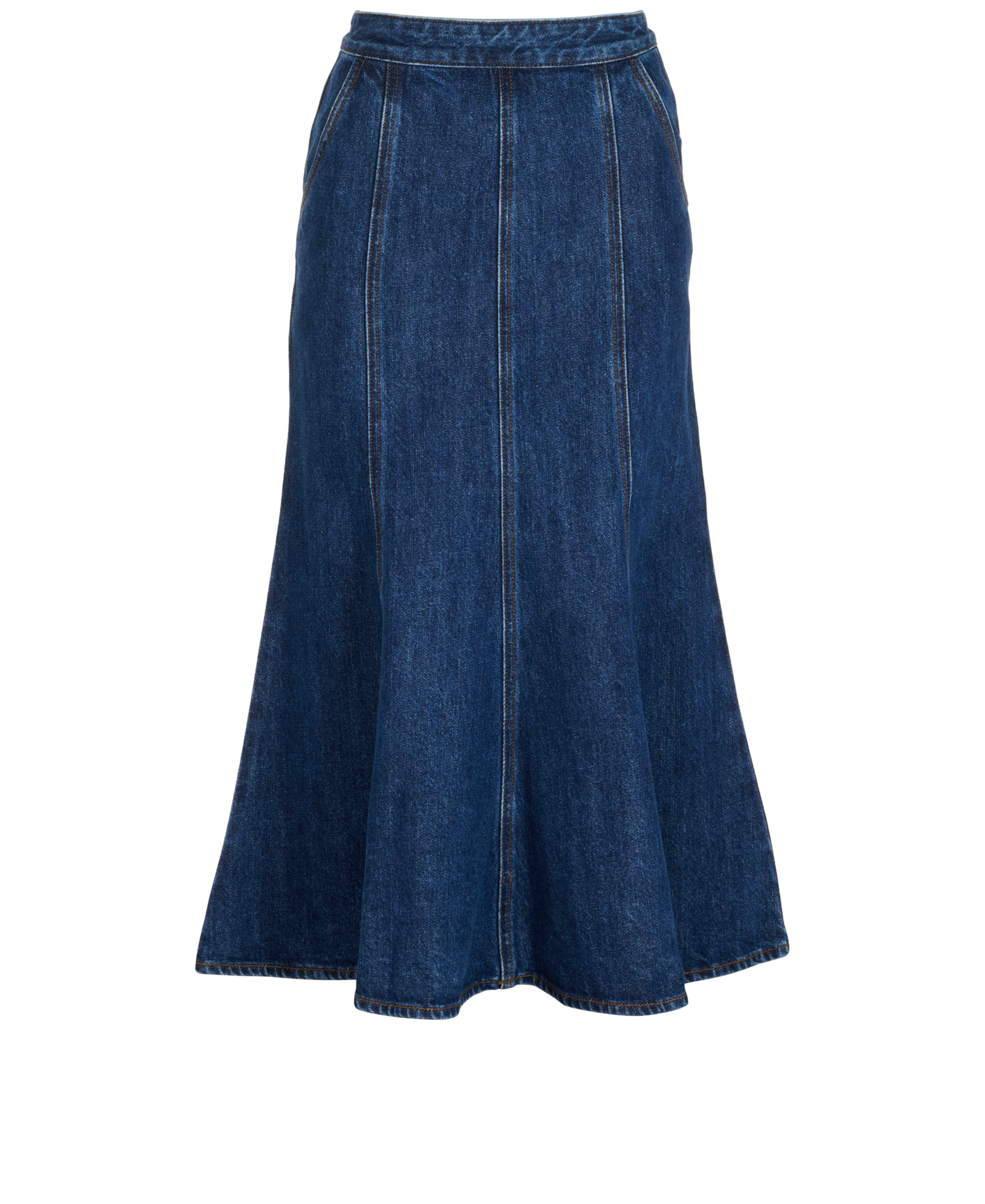 Self Portrait Flared Denim Midi Dress, &pound;140, Clothing, Blue, Cotton, Other view