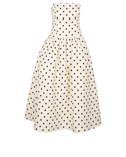 Self Portrait Polka Dot Taffeta Midi Dress, Polyester, Cream, UK8, 3*