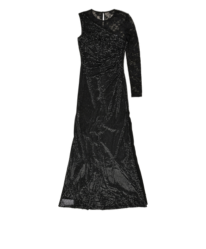 Self Portrait Rhinestone Lace Sleeve Maxi Dress, £180, Clothing, Black, Polyester (Polymer), Front view
