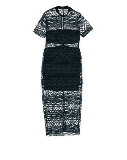 Self-Portrait Column Midi Dress, £110, Clothing, Green, Polyester (Polymer), Front view