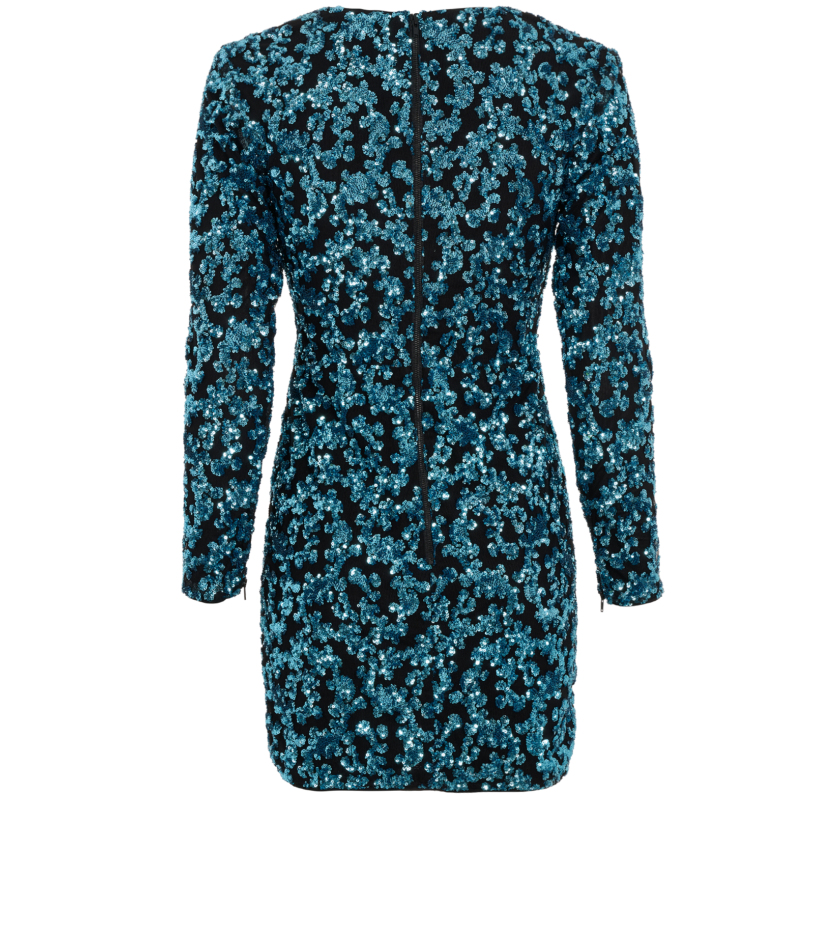 Self Portrait Sequin Mini Dress, &pound;130, Clothing, Black/Blue, Polyester Mix, Back view