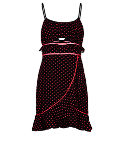 Self-Portrait Spotted Mini Dress, Polyester, Navy/Red, 10, 5*