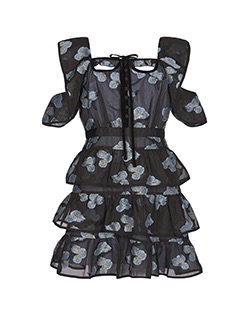Self-Portrait Coupe Mini Dress, Polyester, Black/Blue, UK 12