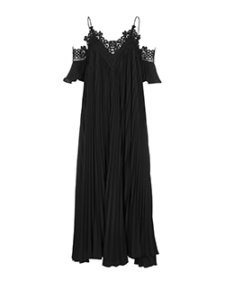 Self-Portrait Pleated Dress, Polyester, Black, UK 10