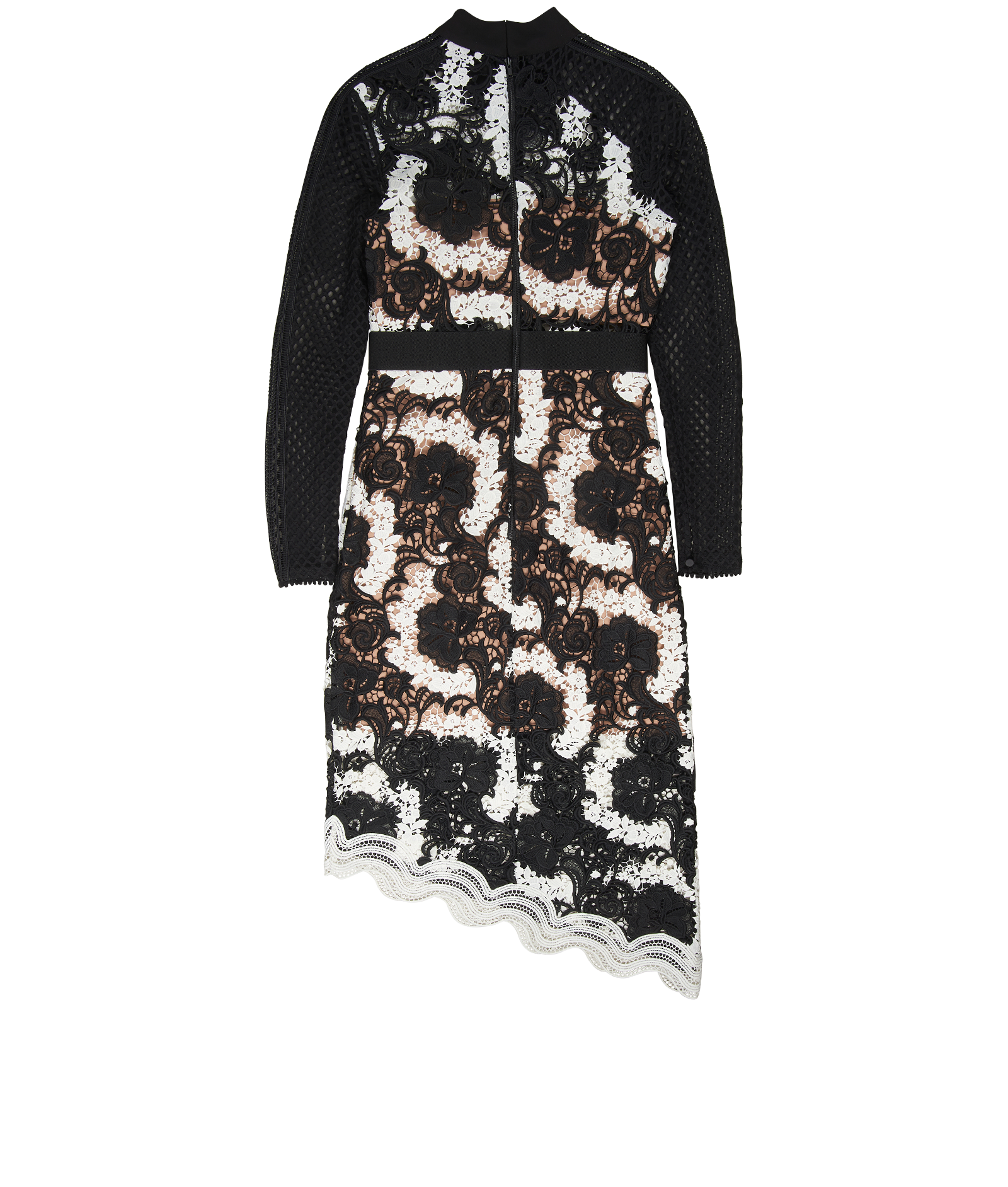 Self-Portrait Asymmetric Midi Dress, &pound;120, Clothing, Black/White, Polyester (Polymer), Back view