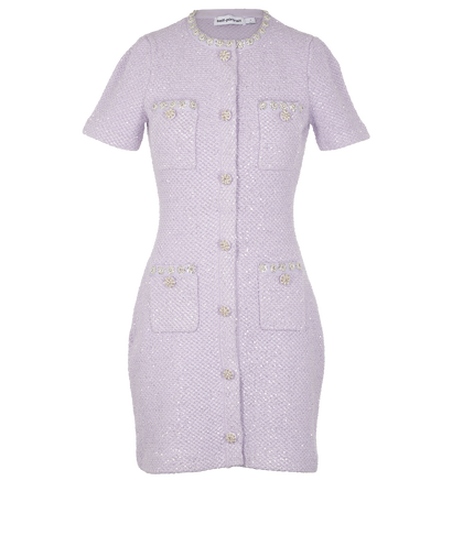 self portrait sequin tweed mini dress Self-portrait Embellished Boucl Tweed Mini Dress Pastel Self-Portrait