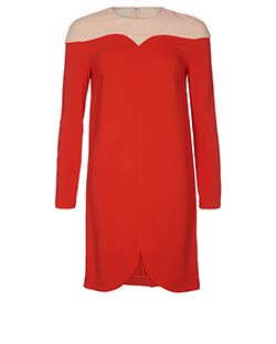 Stella McCartney Long Sleeve Dress, Rayon, Orange/Nude, UK 14
