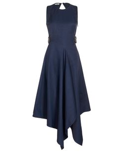 Stella McCartney Asymmetric Midi Dress, Polyamide, Navy, UK6, 3*