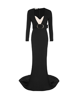 Stella McCartney Long Sleeve Belted Maxi Dress, Viscose, Black, UK 10
