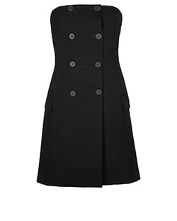 Stella McCartney Button Strapless Dress, Wool, Black, UK 16
