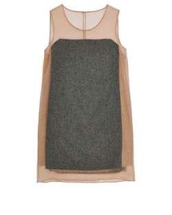 Stella McCartney Contrast Mini Dress, wool/silk, beige/grey, 10, 3*