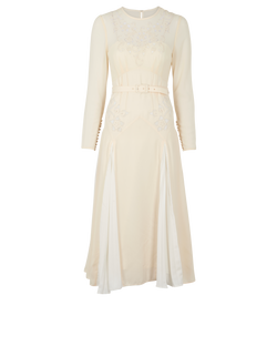 Self Portrait Belted Dress, Polyester, Ivory, UK8, 3*