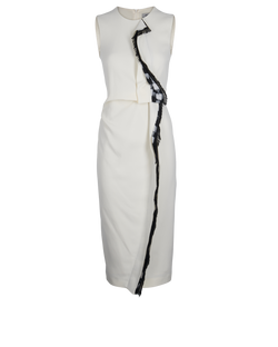 Sportmax Ruffle Knee Length Dress, Acetate, White, UK 6, 3*