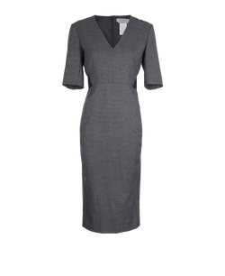 Sportmax Midi Belted Houndstooth Dress, Wool, Grey, UK 8, 2*