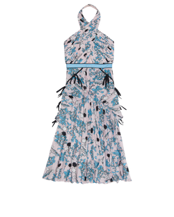 Self Portrait Pleated Halterneck Dress, Polyester, Pink, UK12, 3*