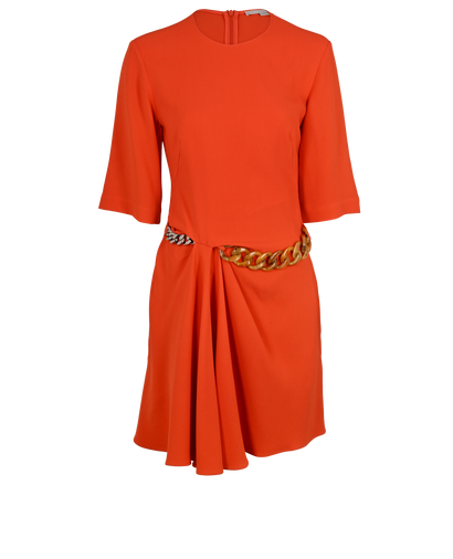 Stella McCartney Falabella Chain Dress, £165, Clothing, Orange, Viscose, Front view