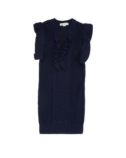 Stella McCartney Ruffle Knit Dress, Cotton, Navy, UK6, 3*