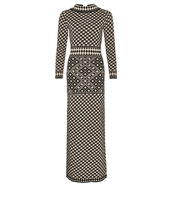 Temperley Knitted Maxi Dress, Wool, Black/White, M, 3