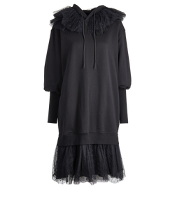 REDValentino Tulle Hoodie Dress, Cotton, Black, Sz S, 3*