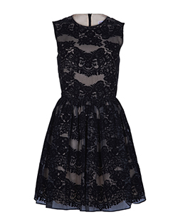 REDValentino Lace Overlay Dress, Silk, Black/Light Pink, UK 14