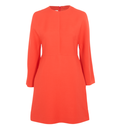 Valentino Long Sleeve Midi Dress, &pound;220, Clothing, Red, Wool, Front view