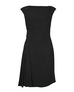 Valentino Side Pleated Dress, Acetate/Viscose, Black, UK 8