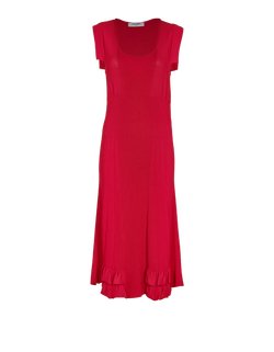 Valentino Ribbed Midi Dress, Viscose, Red, UK12, 3*