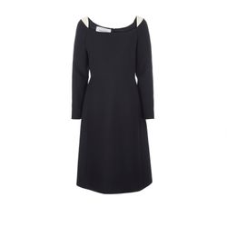 Valentino Shoulder Detailed Dress, Wool, Black, UK12, 3*