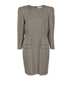 Valentino Dog Tooth Print Dress, Wool, Black/White, UK14, 1*