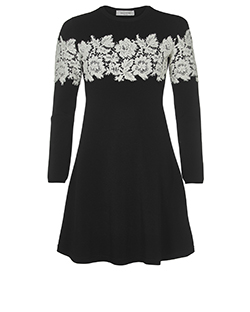 Valentino Overlay Lace Dress, Viscose, Black/White, M, 2*